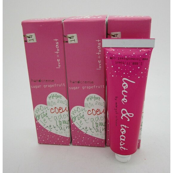 LOVE & TOAST Hand Creme SUGAR GRAPEFRUIT 1.25 oz each - Lot of 3